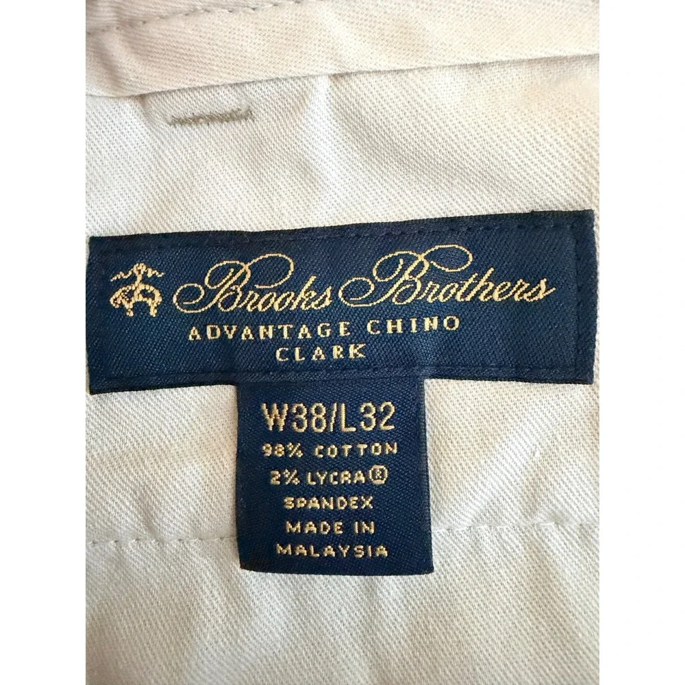 Brooks Brothers Advantage Chino Clark  Fit Khaki Pants Mens 38 x 29 Cotton Blend